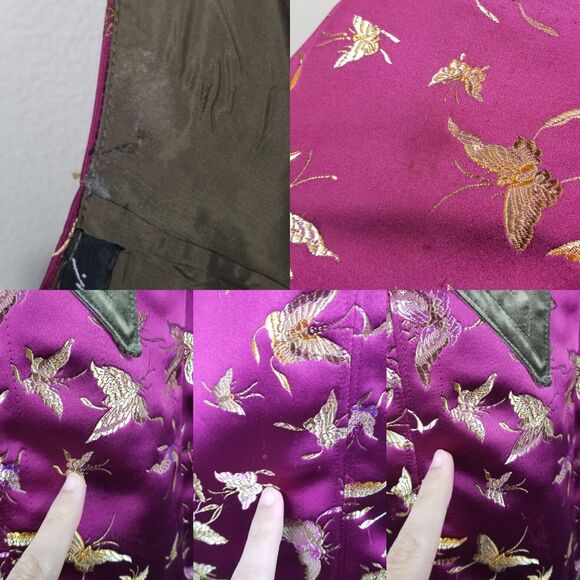 Betsey Johnson New York Rare Purple Satin Midi Butterfly Y2K Sheath Dress Size 6 - Picture 16 of 16